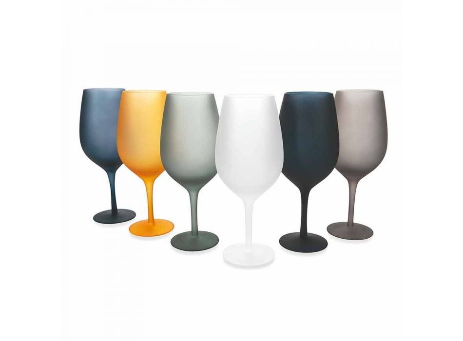 Set de pahare de vin roșu sau alb în sticlă colorată, 12 bucăți - jantă Viadurini