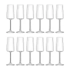 Set de pahare italiene Minimal Eco Crystal Flute 12 buc - Primordio Viadurini