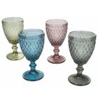 Set de pahare în sticlă colorată și sculptată cu decorațiuni 12 bucăți - Brillo Viadurini