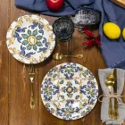 Set de pahare de vin colorate în sticlă și decor în stil oriental 12 bucăți - șurub Viadurini