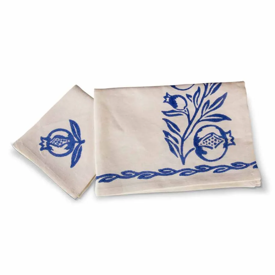 Serviciu de mic dejun italian artizanal Imprimare de mână pe țesături antice - mărci Viadurini