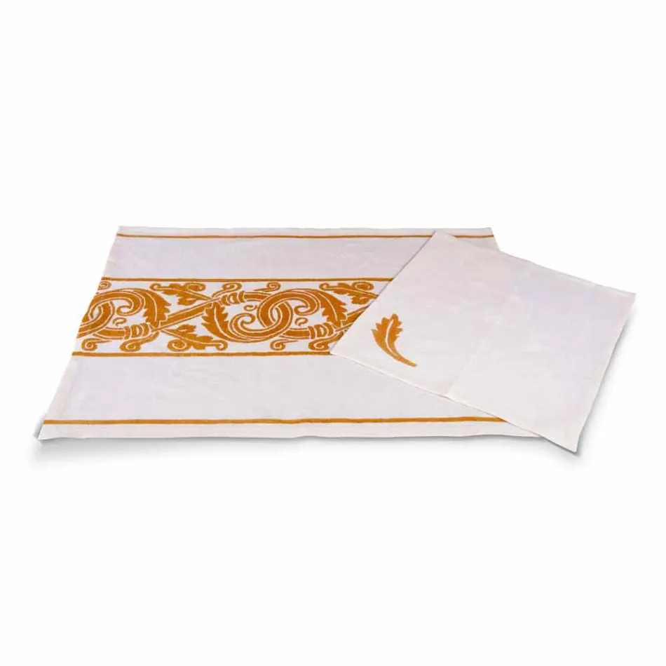 Serviciu de mic dejun italian artizanal Imprimare de mână pe țesături antice - mărci Viadurini