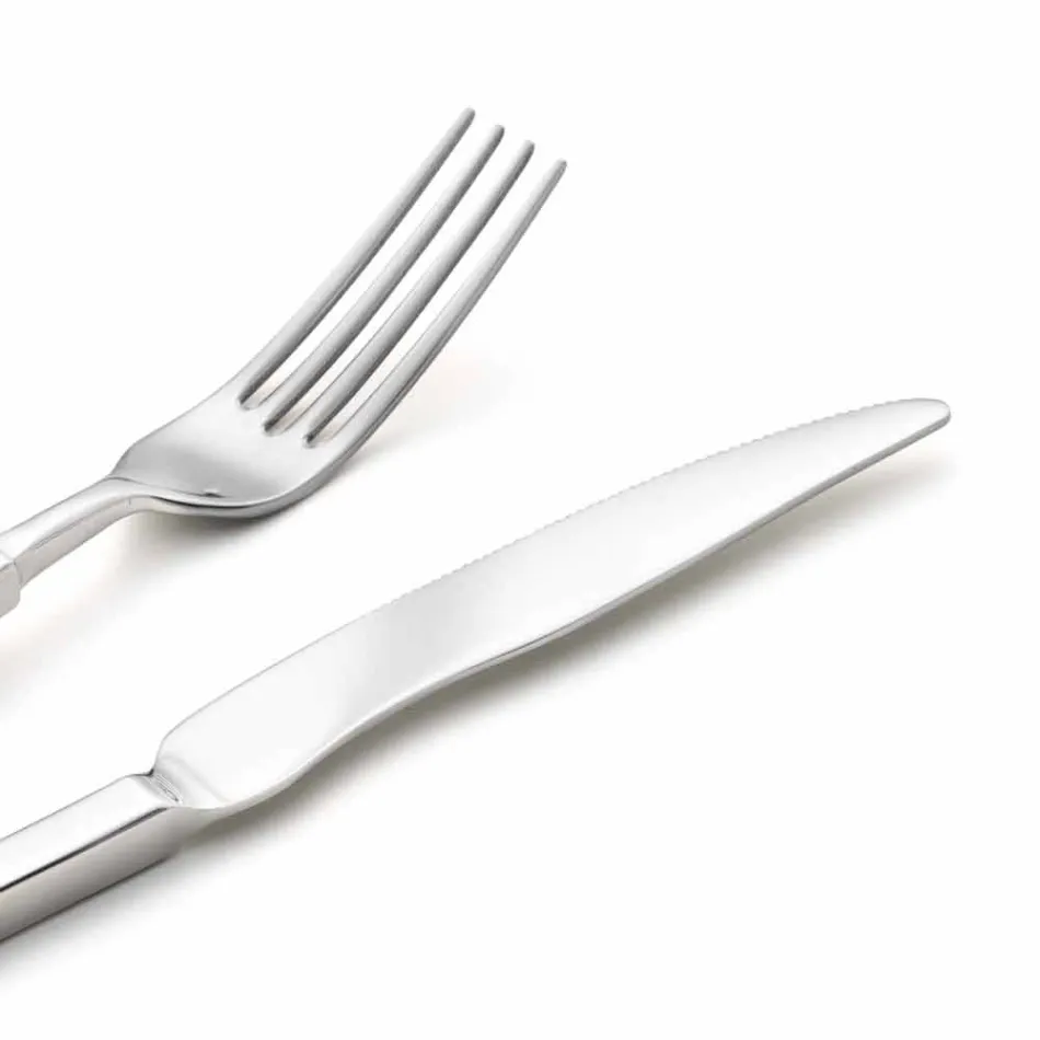 Set complet de tacâmuri din oțel 24 piese Design Made in Italy - Tricky Viadurini