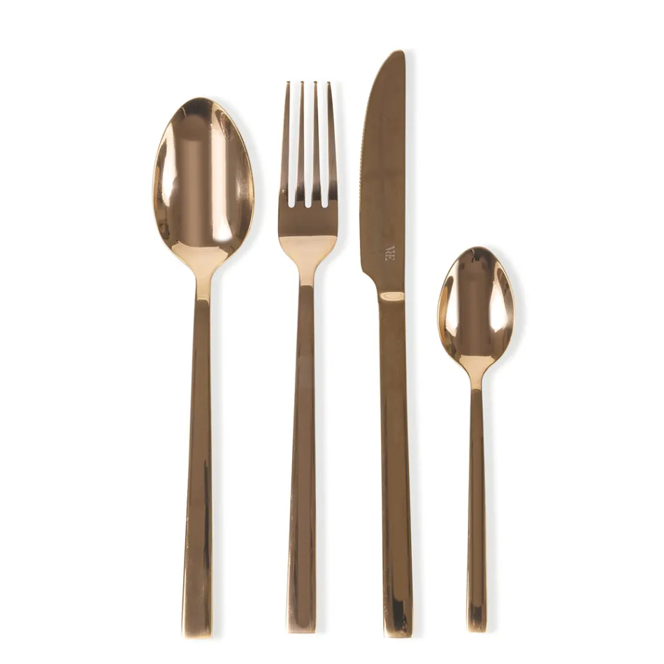 Set complet de tacâmuri din oțel negru sau design de cupru 24 bucăți - Fayette Viadurini