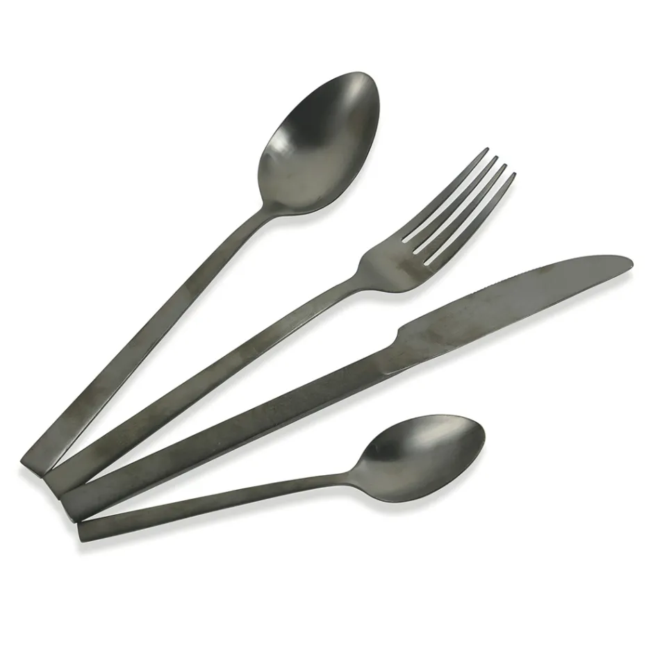 Set complet de tacâmuri din oțel negru sau design de cupru 24 bucăți - Fayette Viadurini