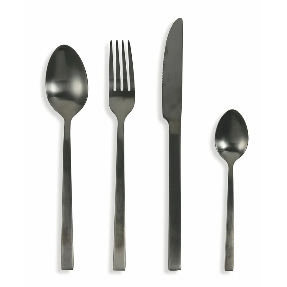 Set complet de tacâmuri din oțel negru sau design de cupru 24 bucăți - Fayette Viadurini
