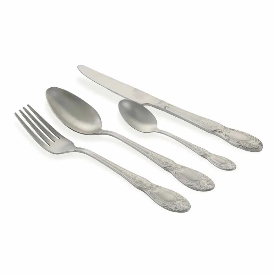 Tacâmuri cu servicii complete din 24 de piese din oțel satinat - Fantasiapos1 Viadurini