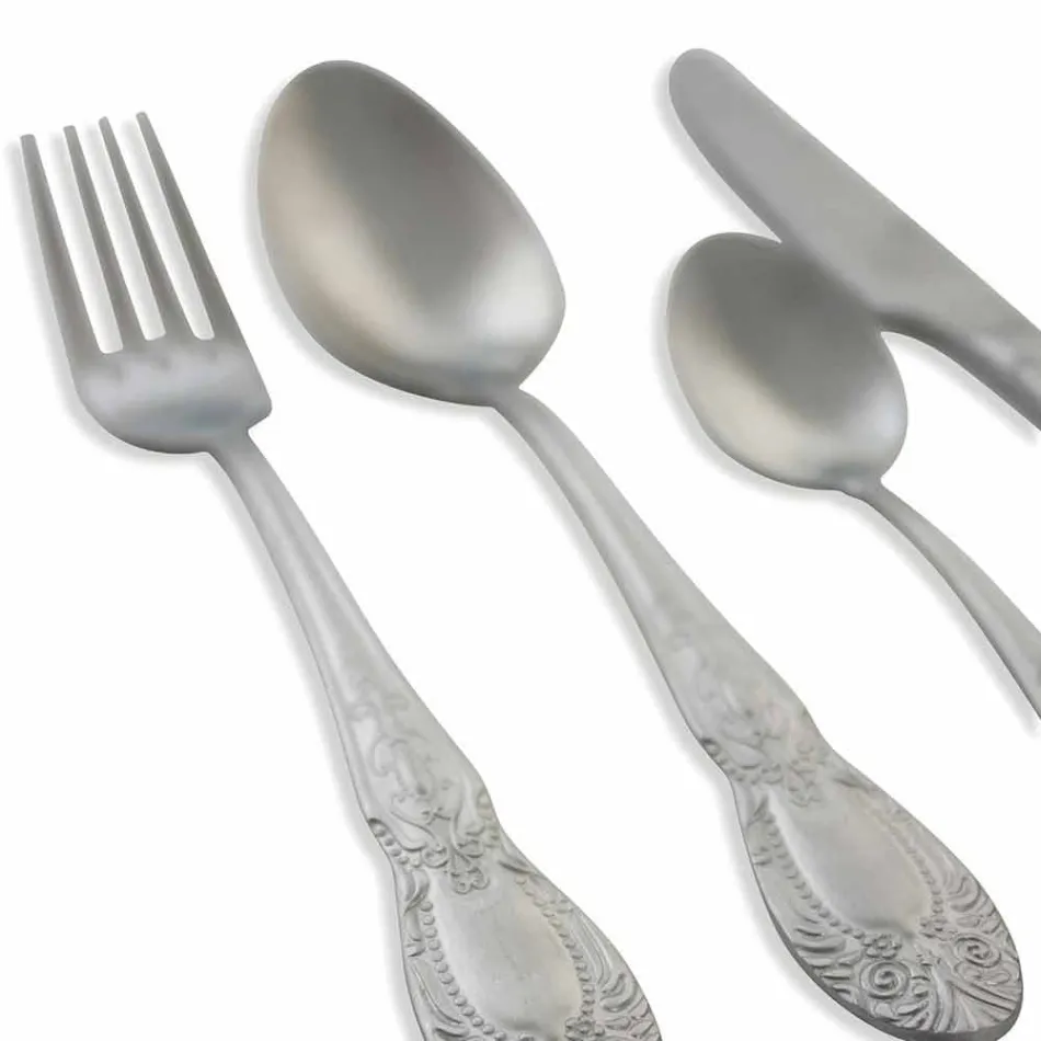 Tacâmuri cu servicii complete din 24 de piese din oțel satinat - Fantasiapos1 Viadurini