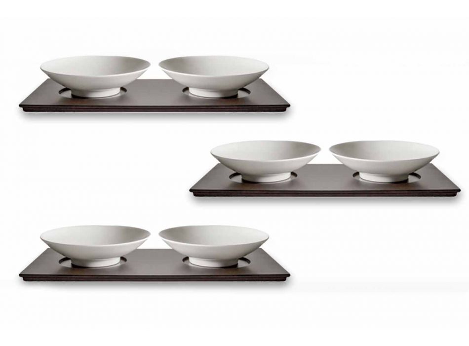 Serviciu cupe mici cu tavă din lemn Design elegant modern 9 piese - Flavia Viadurini