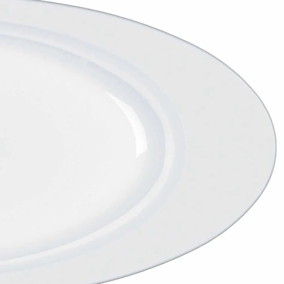 Set de servire modern din porțelan alb, cu design oval, 2 bucăți - Telescop Viadurini