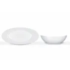 Set de servire modern din porțelan alb, cu design oval, 2 bucăți - Telescop Viadurini