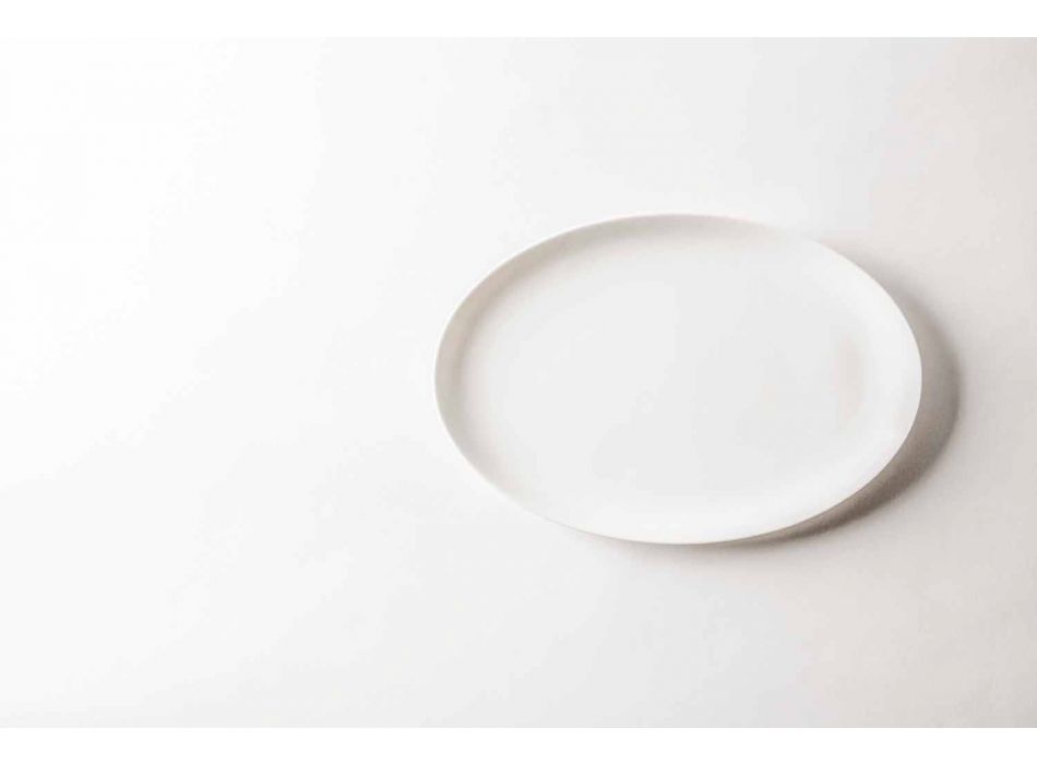 Set de servire din porțelan alb Placă ovală și bol 10 bucăți - Romilda Viadurini