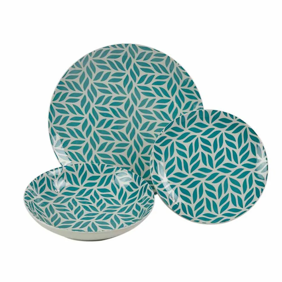 Serviciu complet de masă în porțelan colorat 18 bucăți - Indonezia Viadurini