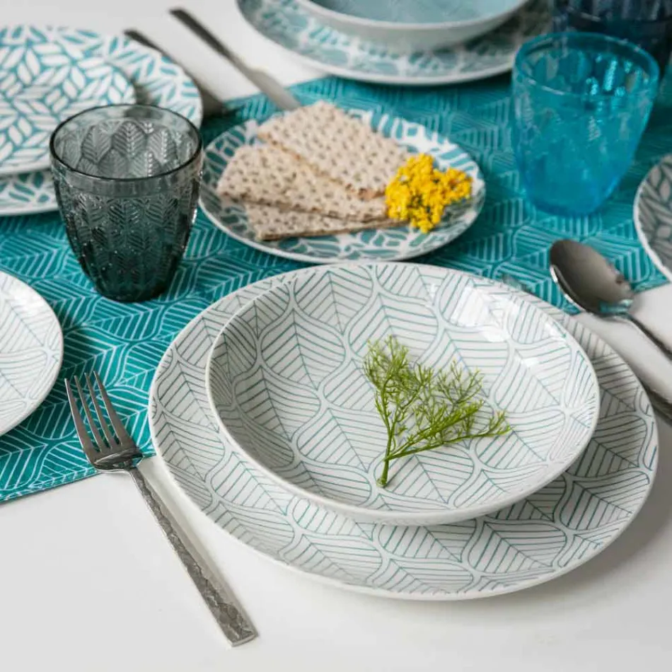 Serviciu complet de masă în porțelan colorat 18 bucăți - Indonezia Viadurini