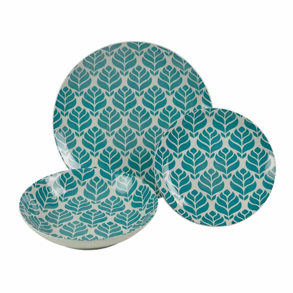 Serviciu complet de masă în porțelan colorat 18 bucăți - Indonezia Viadurini