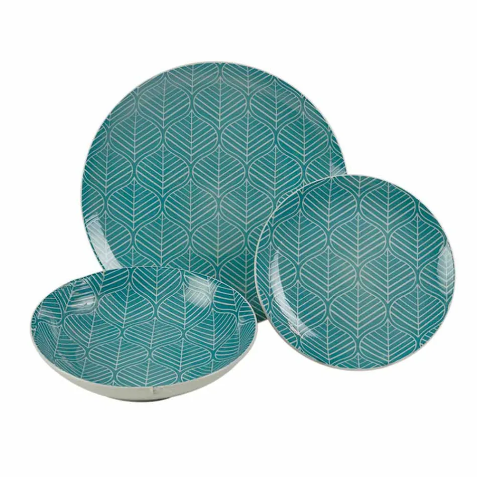 Serviciu complet de masă în porțelan colorat 18 bucăți - Indonezia Viadurini