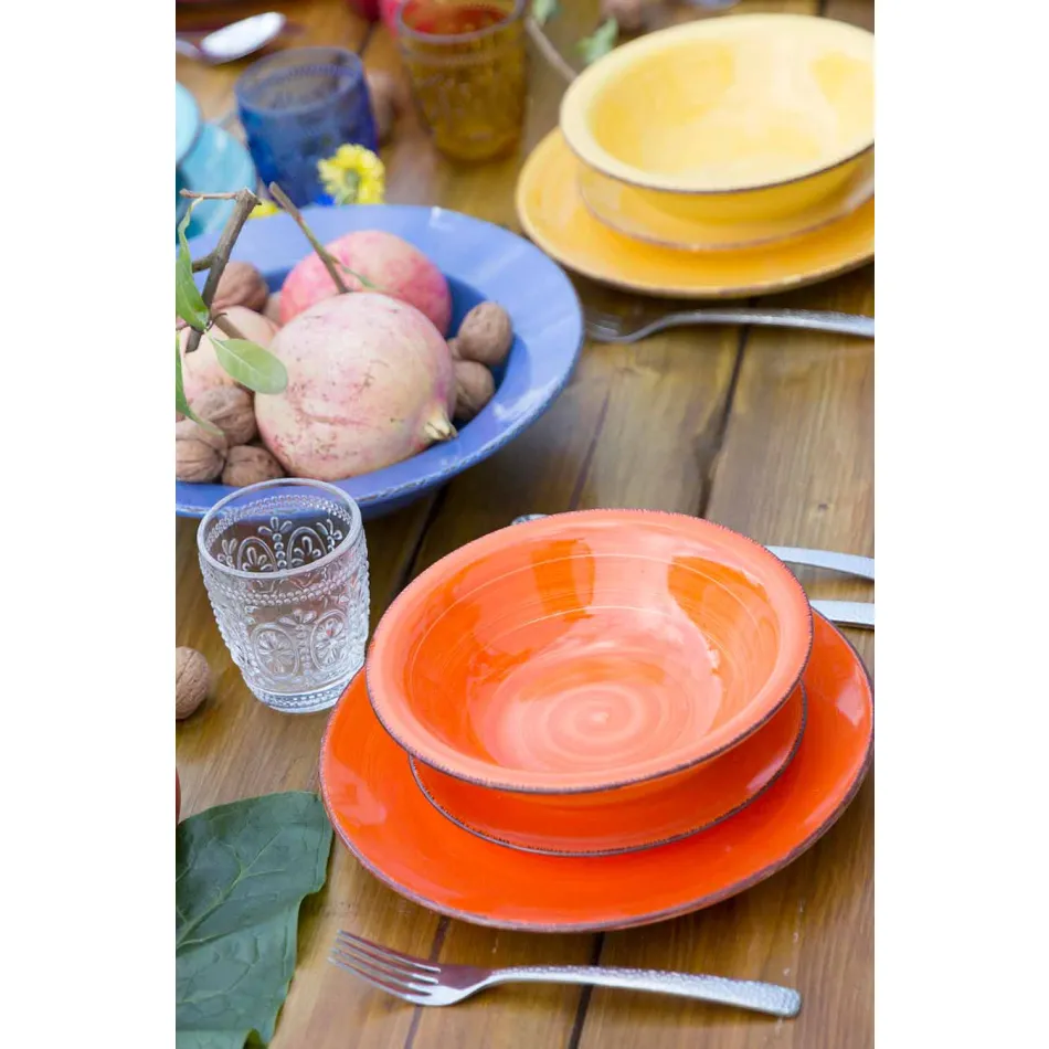 Vase de masă cu plăci colorate 18 piese în gresie modernă - Abruzzo Viadurini