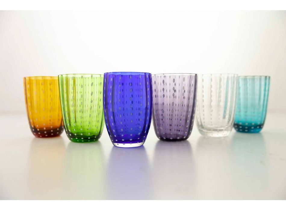 Set de 6 pahare moderne de design din sticlă colorată pentru apă - Botswana Viadurini