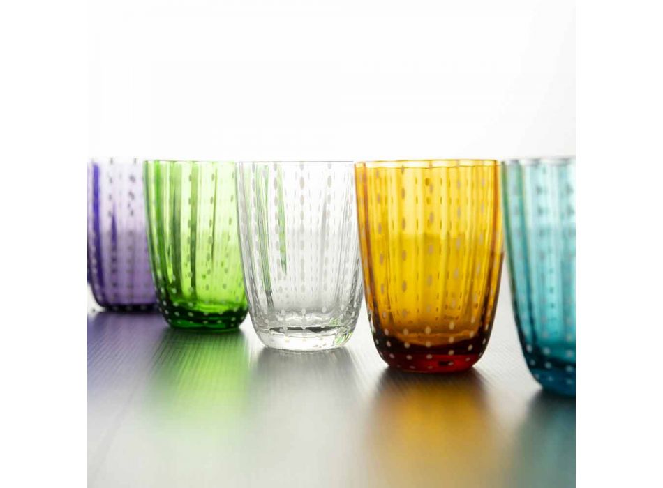 Set de 6 pahare moderne de design din sticlă colorată pentru apă - Botswana Viadurini