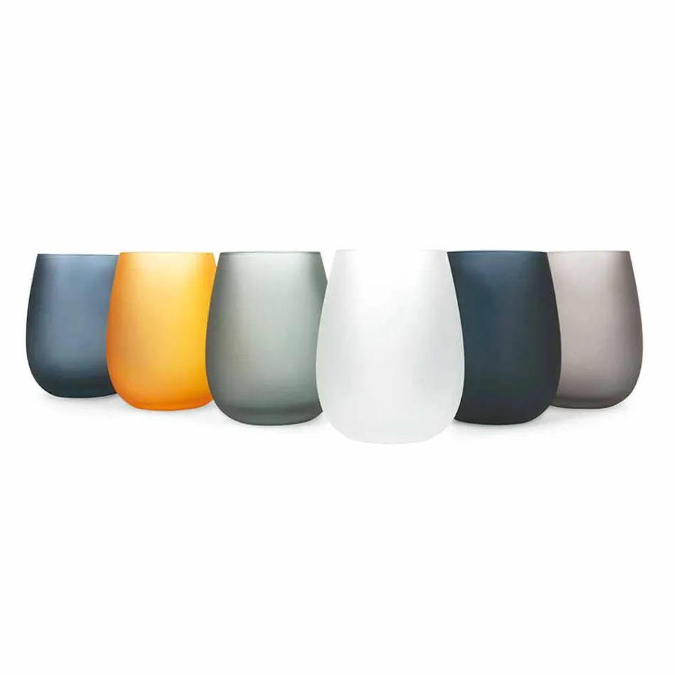 Set pahare moderne de sticlă colorată cu apă, 12 bucăți - jantă Viadurini