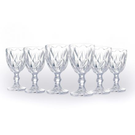 Set de pahare din sticlă transparentă cu decorațiuni din 12 piese - Renaștere Viadurini