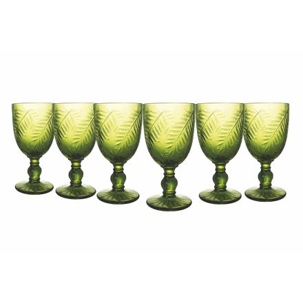 Set Pahare din Sticla Transparenta sau Verde cu Decorat 12 Buc - Tropeo Viadurini