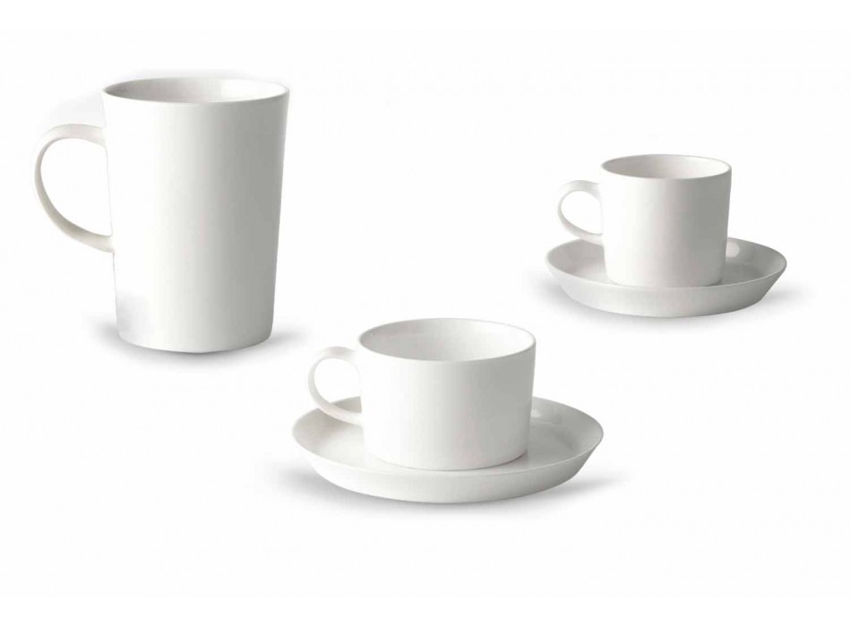 Serviciu de ceai de cafea, ceai și mic dejun 30 bucăți în porțelan alb - Egle Viadurini