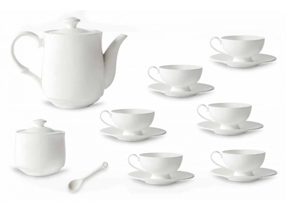 Set ceașcă de ceai din porțelan Design 15 piese cu picior - Armanda Viadurini