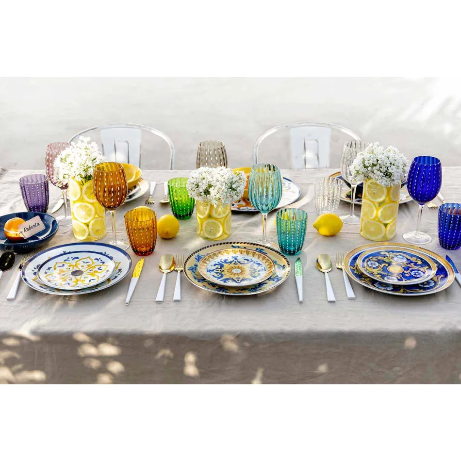 Set complet de produse de masă colorate și moderne de masă 18 piese - Cefalu Viadurini