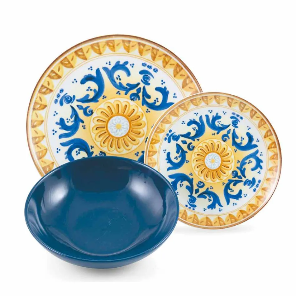 Set complet de produse de masă colorate și moderne de masă 18 piese - Cefalu Viadurini