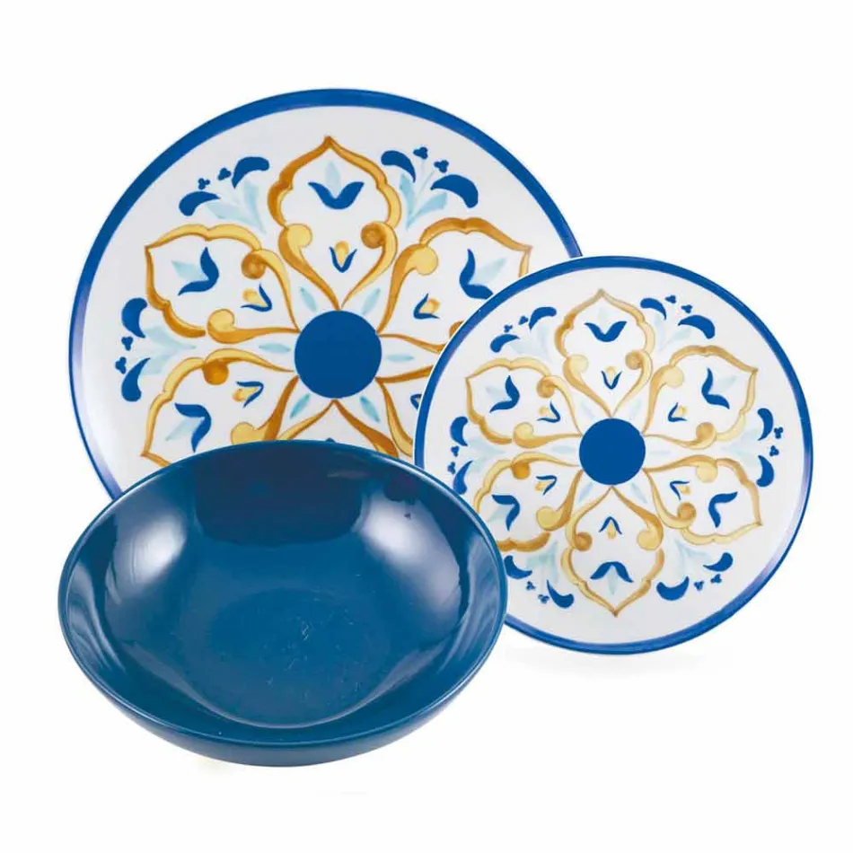 Set complet de produse de masă colorate și moderne de masă 18 piese - Cefalu Viadurini