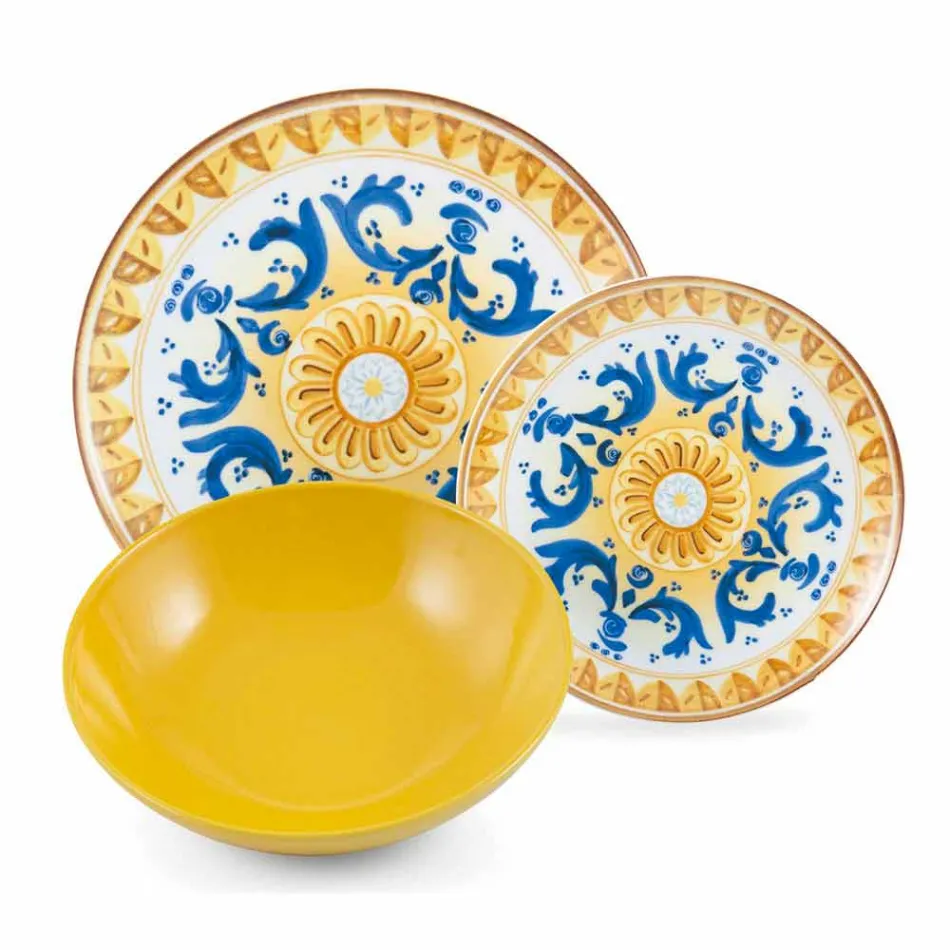 Set complet de produse de masă colorate și moderne de masă 18 piese - Cefalu Viadurini