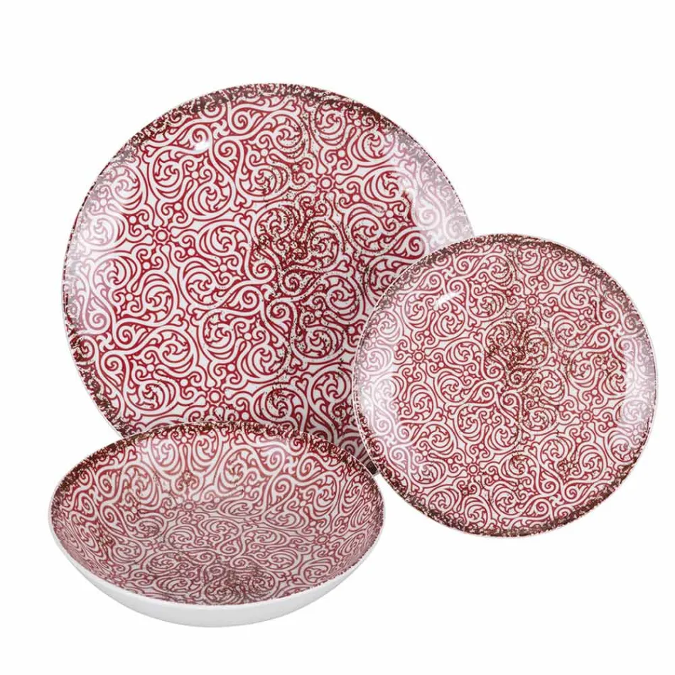 Serviciu de cină din porțelan din 18 piese în 2 finisaje diferite - Jamais Viadurini