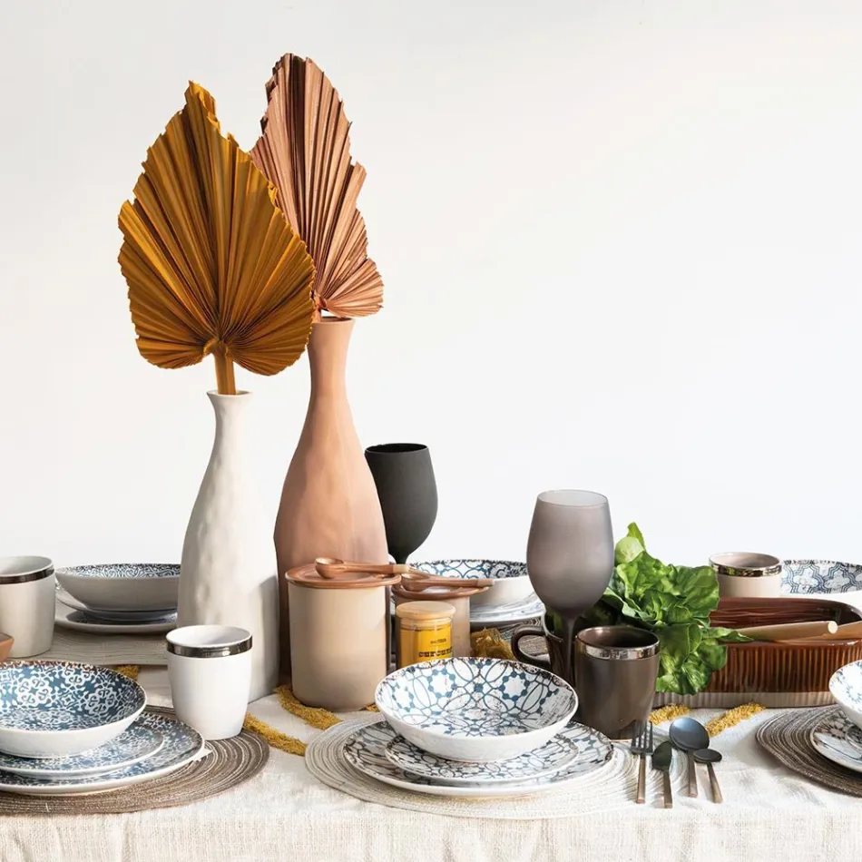 Serviciu de cină din porțelan din 18 piese în 2 finisaje diferite - Jamais Viadurini