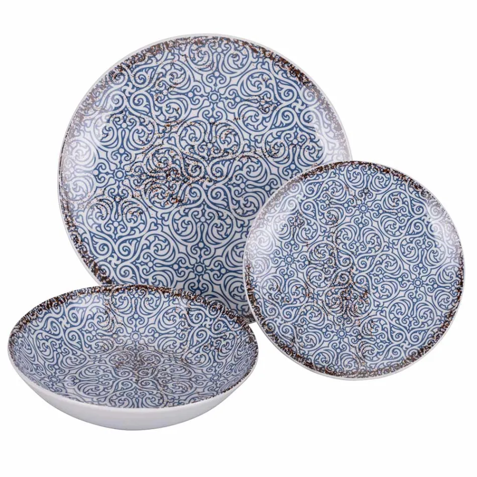 Serviciu de cină din porțelan din 18 piese în 2 finisaje diferite - Jamais Viadurini