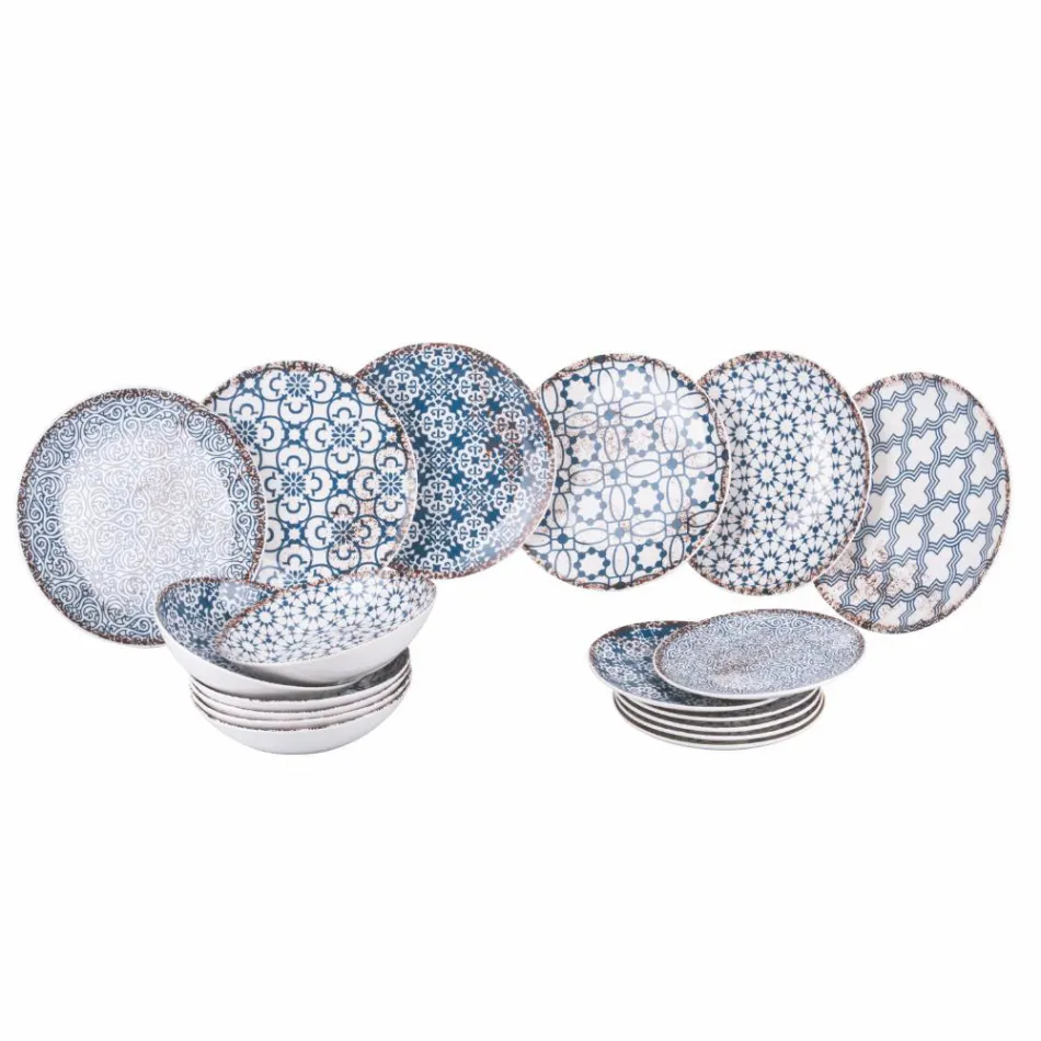 Serviciu de cină din porțelan din 18 piese în 2 finisaje diferite - Jamais Viadurini