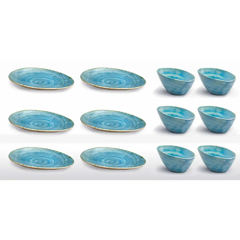 Serviciul de 12 bucăți de aperitiv pentru piese în gresie colorată de design modern - Simba Viadurini