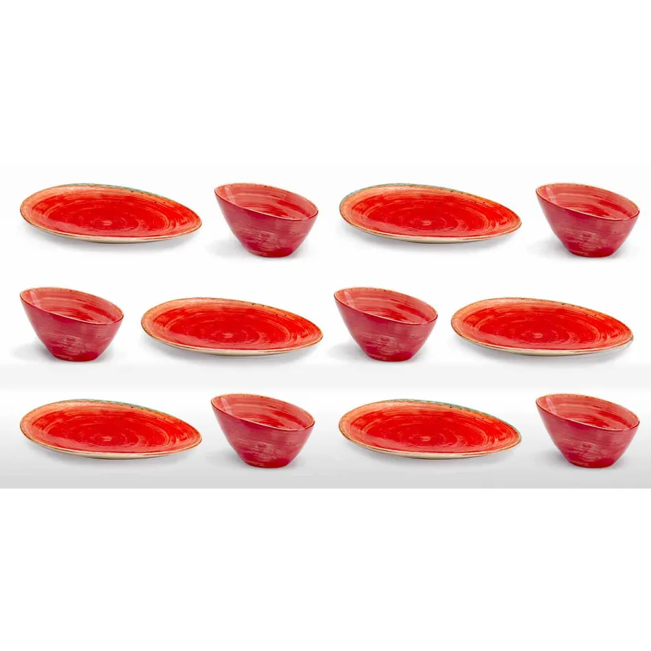 Serviciul de 12 bucăți de aperitiv pentru piese în gresie colorată de design modern - Simba Viadurini