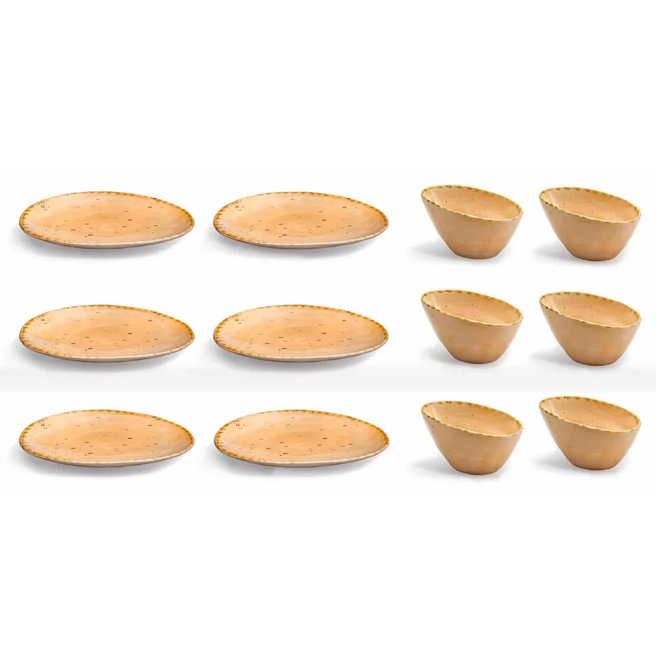 Serviciul de 12 bucăți de aperitiv pentru piese în gresie colorată de design modern - Simba Viadurini