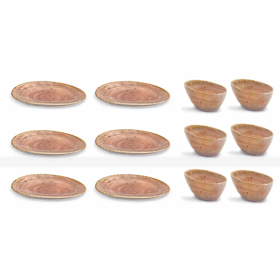 Serviciul de 12 bucăți de aperitiv pentru piese în gresie colorată de design modern - Simba Viadurini