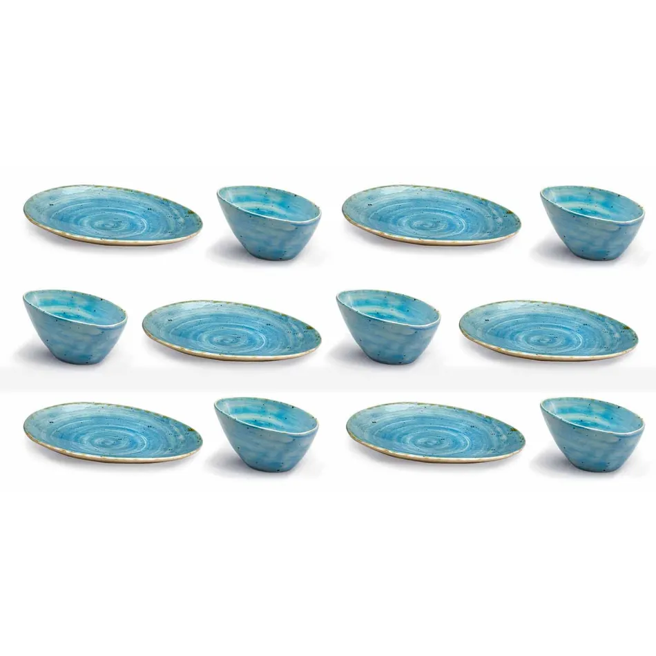 Serviciul de 12 bucăți de aperitiv pentru piese în gresie colorată de design modern - Simba Viadurini