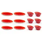 Serviciul de 12 bucăți de aperitiv pentru piese în gresie colorată de design modern - Simba Viadurini