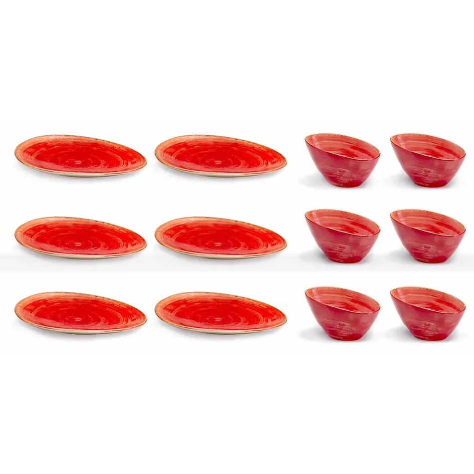 Serviciul de 12 bucăți de aperitiv pentru piese în gresie colorată de design modern - Simba Viadurini