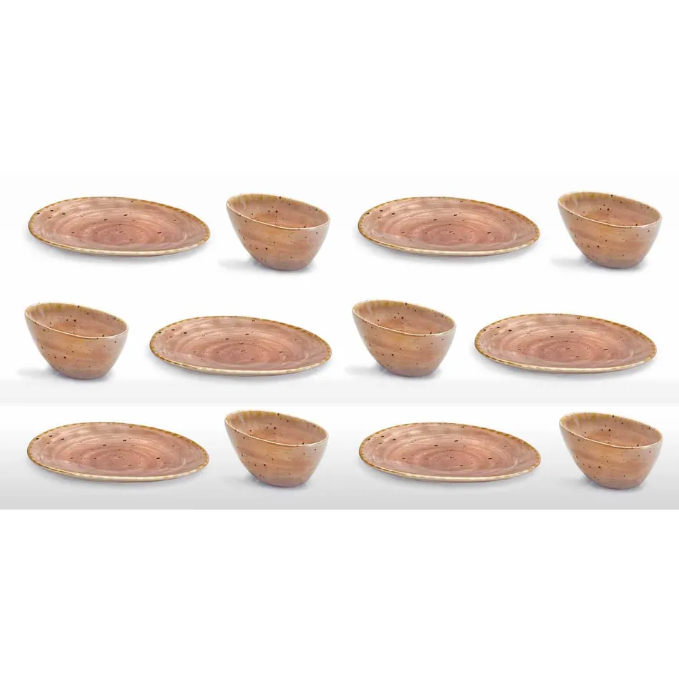 Serviciul de 12 bucăți de aperitiv pentru piese în gresie colorată de design modern - Simba Viadurini