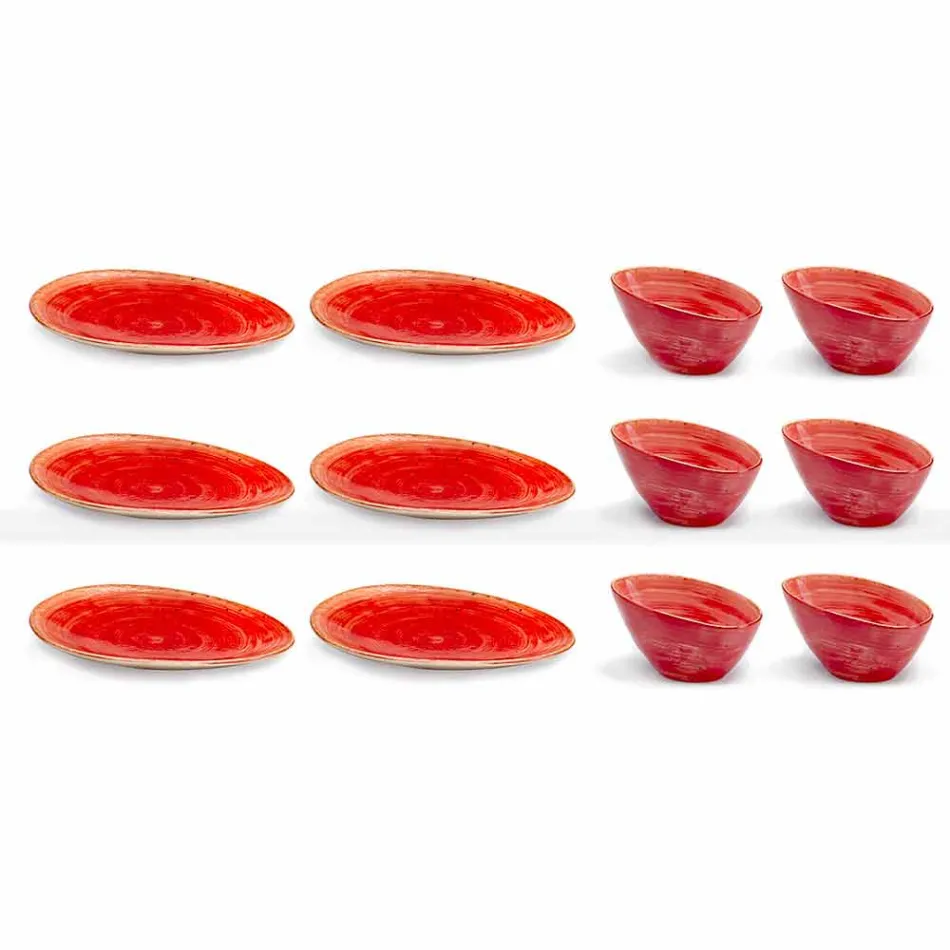 Serviciul de 12 bucăți pentru aperitive în gresie colorată de design modern - Simba Viadurini