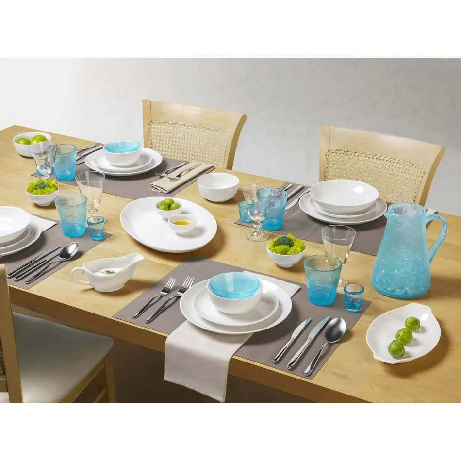 Servirea vaselor cu 3 piese Design modern în porțelan alb - Malaga Viadurini