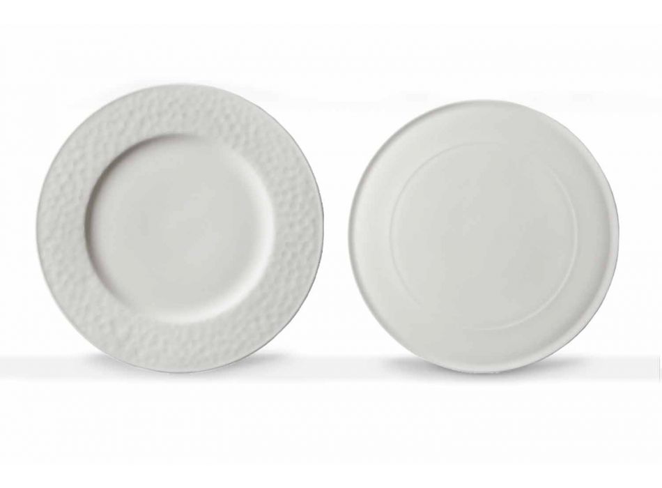 Gourmet Design Servind mâncăruri din porțelan alb 2 bucăți - Flavia Viadurini