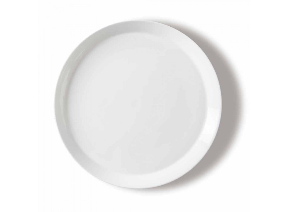 Set elegant de placă de cină din 18 piese din porțelan alb, design elegant - Egle Viadurini