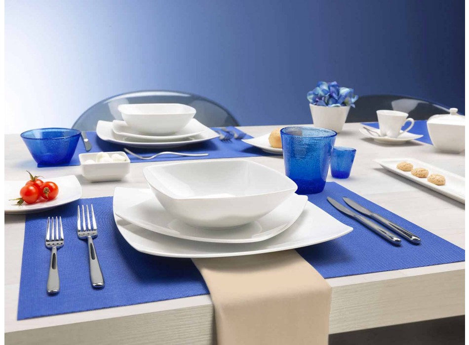 Placi de cină albă Serviciu pătrat și design modern 26 bucăți - Usima Viadurini