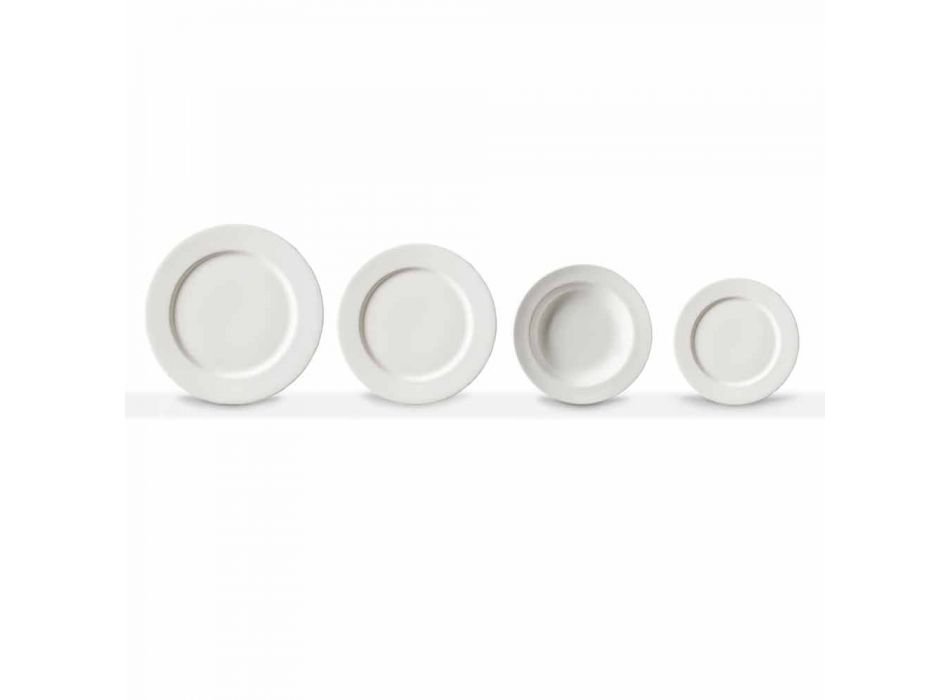 Set alb de farfurii de porțelan de design alb, 24 bucăți - Samantha Viadurini